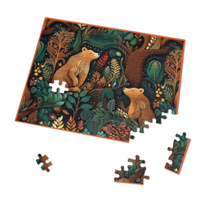 Nature-Inspired Bear Jigsaw Puzzle with Tin - Perfect for Family Fun and Gift-Giving