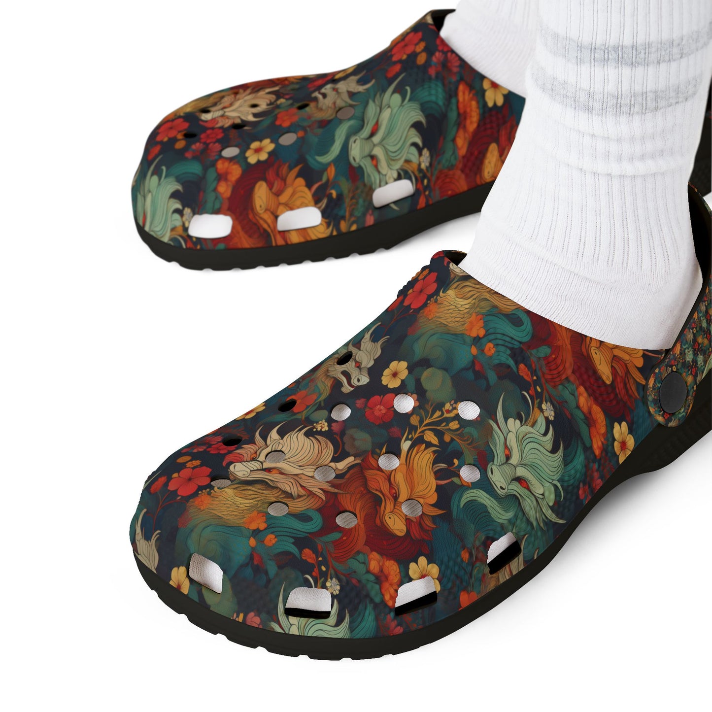 Colorful EVA Foam Rubber Clogs - Multiple Dragon Design for Comfort and Style