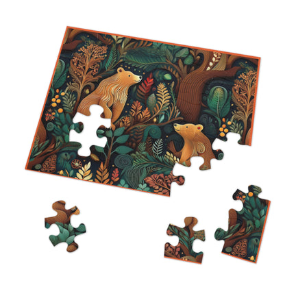 Nature-Inspired Bear Jigsaw Puzzle with Tin - Perfect for Family Fun and Gift-Giving