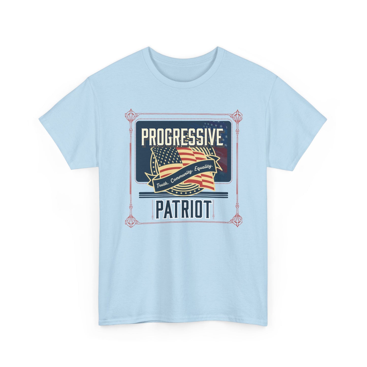 Progressive Patriot- Unisex Heavy Cotton Tee, Retro T-Shirt, Casual Wear, Gift for Activists, Independence Day, Protests, Everyday Apparel