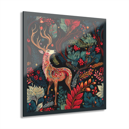 Acrylic Print - Surrealist Deer Nighttime Forest Deco