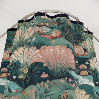 Whimsical Ocean-Inspired Shower Curtain - Nautical Decor for Coastal Vibes