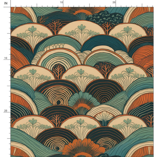 Repeat Pattern Fabric - Complimentary Warm and Cool Hills