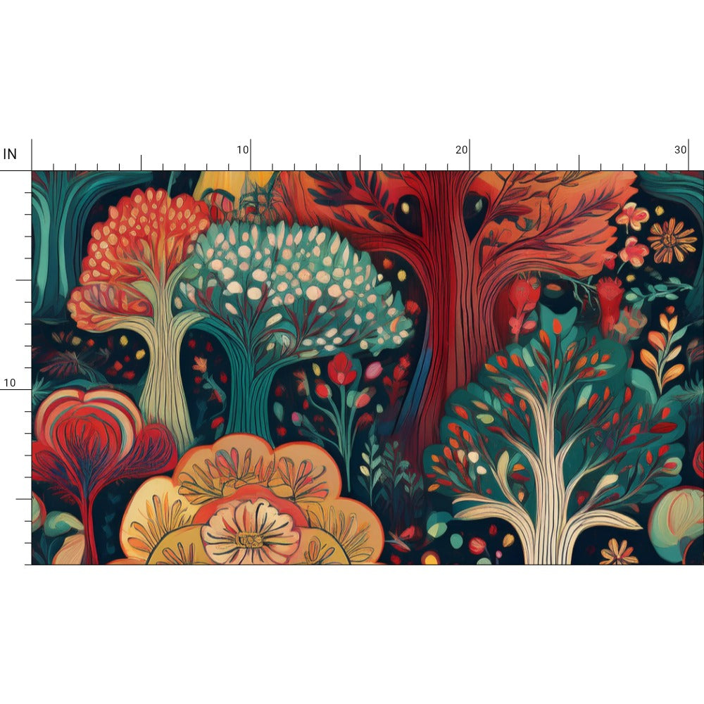 Repeat Pattern Fabric, Art Nouveau Forest