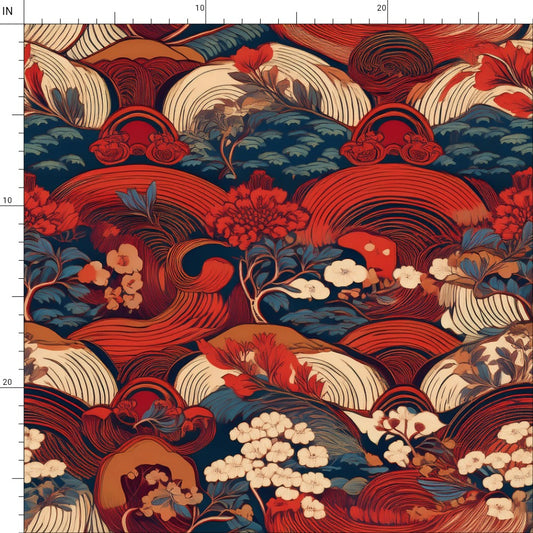 Repeat Pattern Fabric, Red Dream