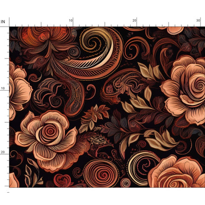 Repeat Pattern Fabric - Lacy Mauve Roses