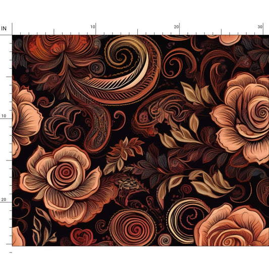 Repeat Pattern Fabric - Lacy Mauve Roses