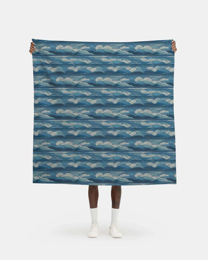 Repeat Pattern Fabric - Lines of Blue Clouds