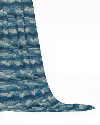 Repeat Pattern Fabric - Lines of Blue Clouds
