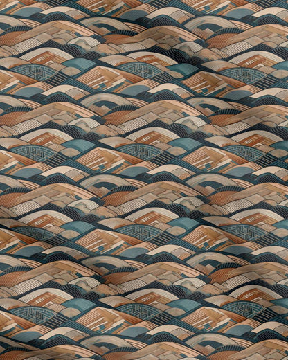 Repeat Pattern Fabric - Complimentary Warm and Cool Geometric Hills