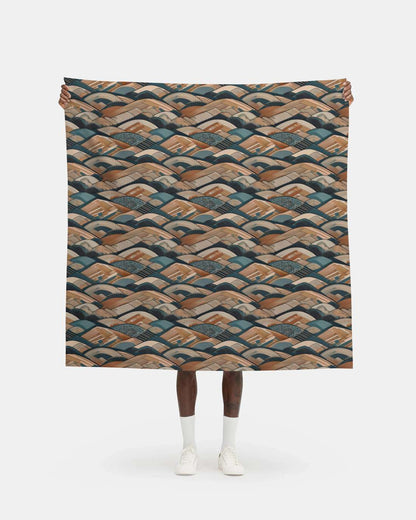 Repeat Pattern Fabric - Complimentary Warm and Cool Geometric Hills