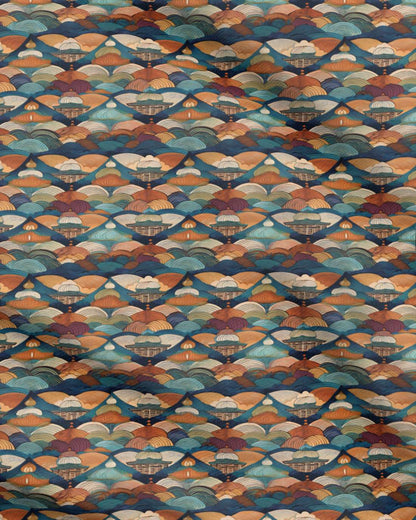 Repeat Pattern Fabric, Layered Sunset Hills