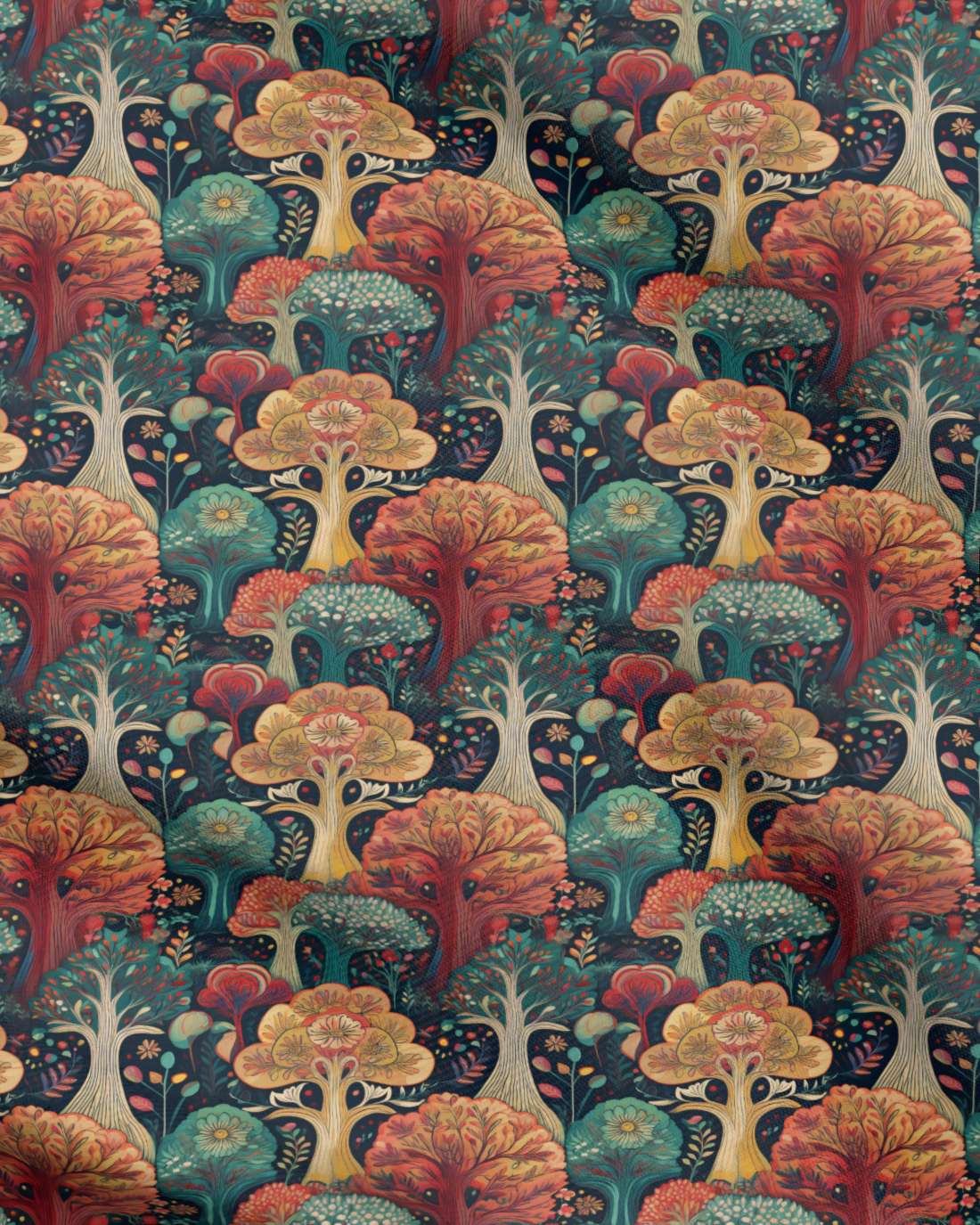 Repeat Pattern Fabric, Art Nouveau Forest