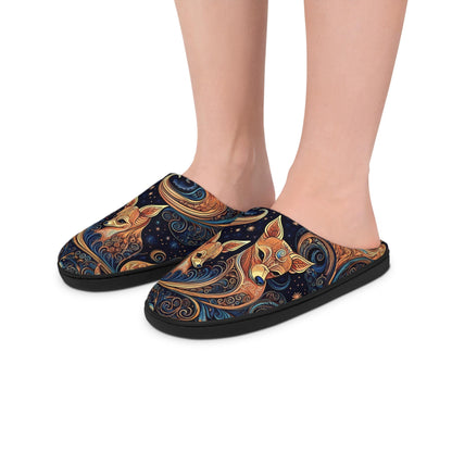 Unique Slippers, Space Dog Paisley Retro Indoor Women's House Shoes, Gift for Dog Lovers, Comfy Slip-Ons, Puppy Lover Present, Cozy Bedroom