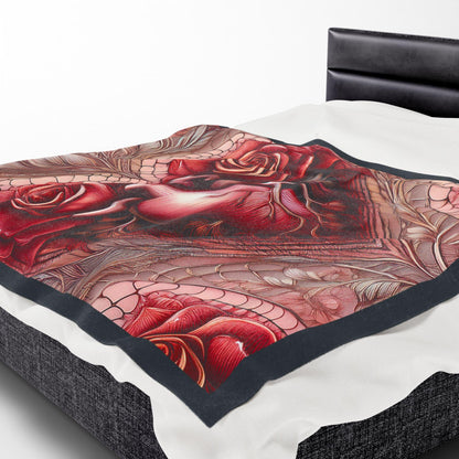 Plush Blanket, Heart Rose Design - Cozy Throw, Soft Bedding, Valentine's Day Gift, Anatomical Heart Decor, Romantic Home Decor